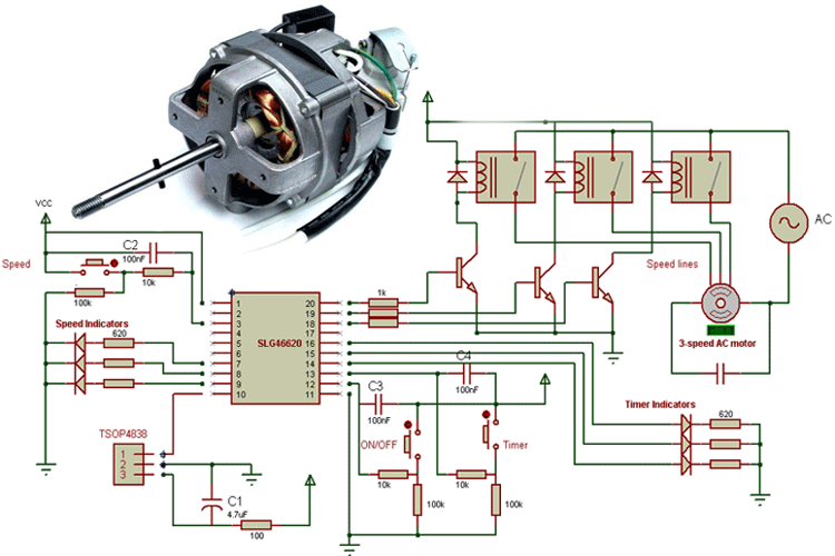IR Decoder for MultiSpeed AC Motor Control PCB HERO