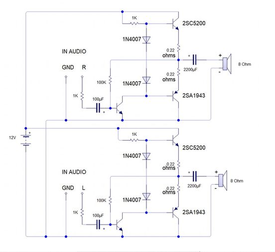 Stereo audio amplifier circuit – PCB HERO
