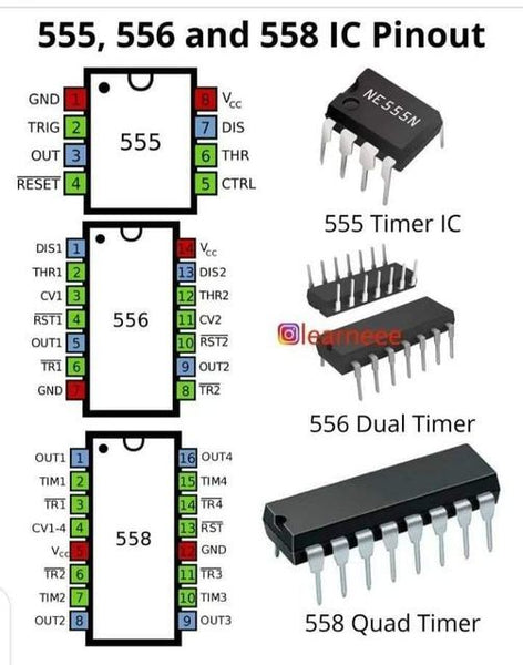 555,556 and 558 IC Pinout