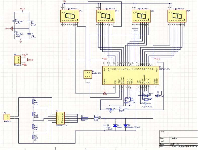 Simple Digital Voltmeter Circuit with PCB using ICL7107