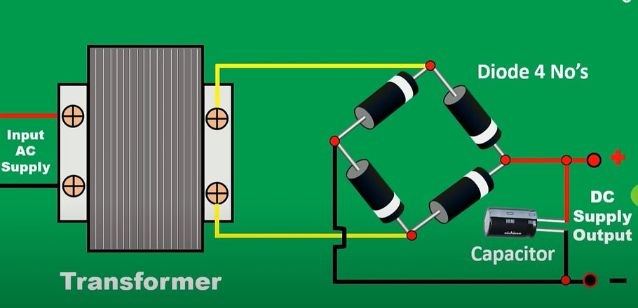 How to Convert AC to DC using Diode, Transformer, Capacitor ?