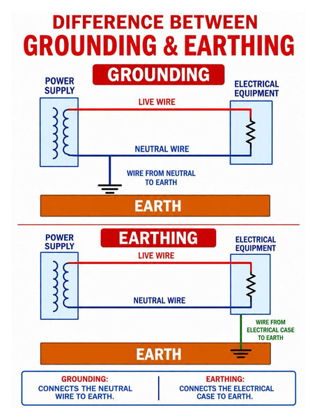 Difference between grounding and earthing