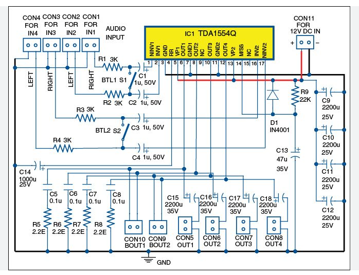 4-Channel Multi Mode Audio Amplifier