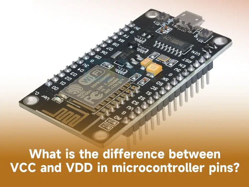 What is the difference between VCC and VDD in microcontroller pins?