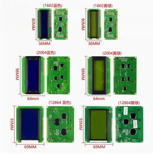 1602A 2004A 12864B LCD screen with backlight IIC/I2C blue screen yellow green screen