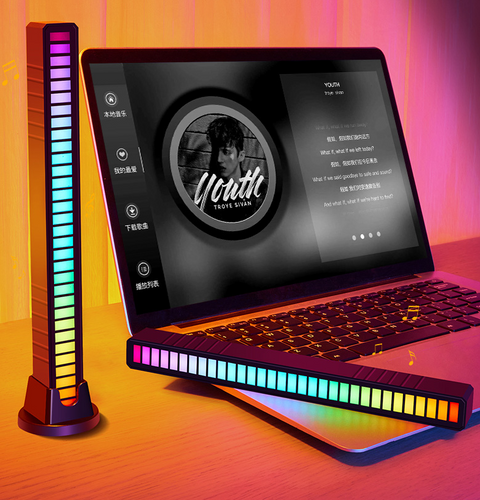 RGB atmosphere light 3D sound pickup esport desktop computer audio car voice control music audio colorful rhythm romantic