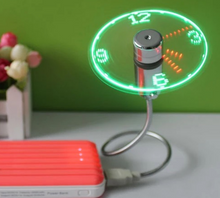 Intelligent USB clock, small fan, LED light, time flash, student office desktop, small hand-held creative gift