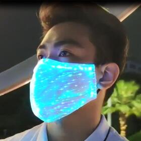Customized optical fiber cloth luminous mask LED colorful mask bar nightclub Halloween luminous mask