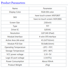 2.8inch SPI Module ILI9341