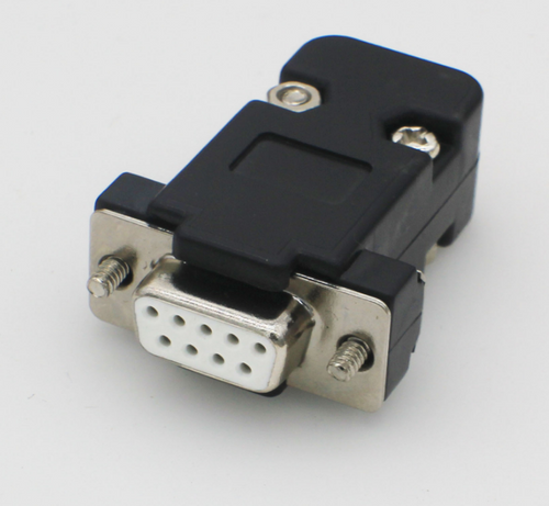 DB9 solid female head + black plastic shell
