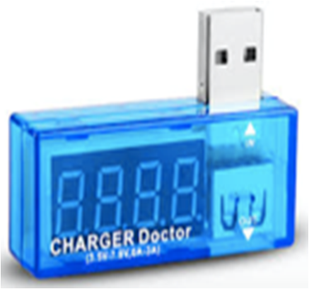 DC 5V USBin USBout Voltmeter-Blue